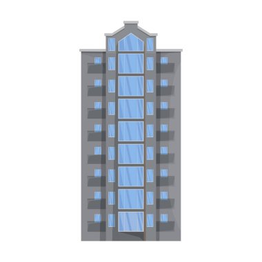 Yüksek binalar vektör simgesi. Çizgi film vektör simgesi beyaz arkaplan yüksek binalarda izole edildi.