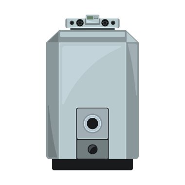 Gaz kazanının vektör simgesi. Çizgi film vektör simgesi beyaz arka plan gaz kazanında izole edildi.