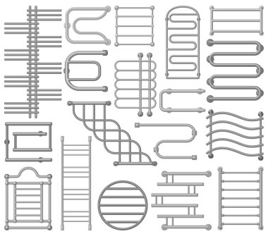 Havlu kurutucu vektör karikatür simgesi. Beyaz arka planda vektör illüstrasyon banyo radyatörü. Ayrı karikatür seti ikon havlu kurutma makinesi.