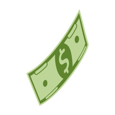 Dolar banknotları karikatür vektör ikonu. Paranın karikatür vektör illüstrasyon banknotu. Beyaz arkaplanda dolar banknotunun izole bir illüstrasyonuName.