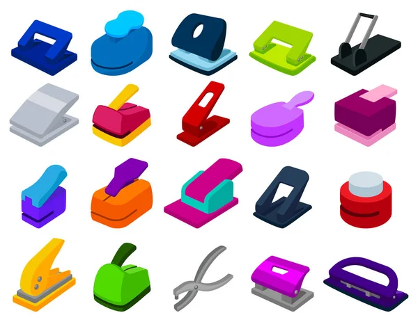 Stapler vector icono conjunto de dibujos animados. Punzonador de ilustración vectorial sobre fondo blanco. Aislado conjunto de dibujos animados icono grapadora. — Archivo Imágenes Vectoriales