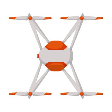 Drone karikatür vektör ikonu. Çizgi film vektör illüstrasyon dörtgeni. Beyaz arkaplanda İHA simgesinin izole edilmiş illüstrasyonu.