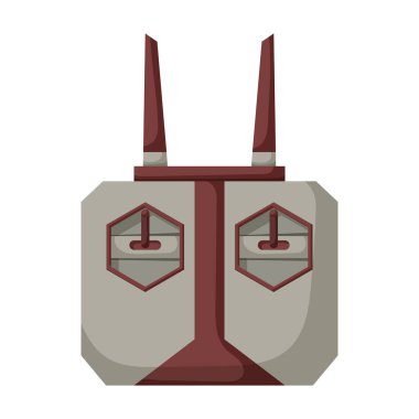 Drone karikatür vektör ikonunun kontrol paneli. Çizgi film vektör illüstrasyon rc dronu. Beyaz arkaplan üzerindeki kontrol paneli simgesinin izole edilmiş illüstrasyonu.