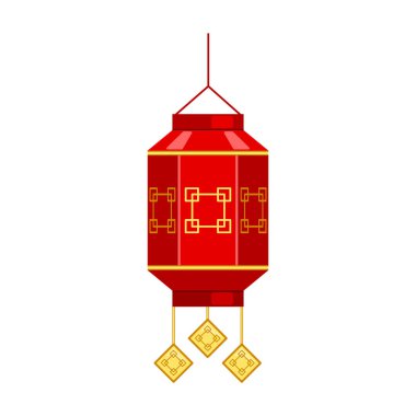 Çin karikatür vektör ikonu feneri. Çizgi film vektör çizimi kırmızı lamba. Beyaz arkaplanda kırmızı fener Çin ikonunun izole bir illüstrasyonu.