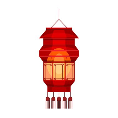 Çin karikatür vektör ikonu feneri. Çizgi film vektör çizimi kırmızı lamba. Beyaz arkaplanda kırmızı fener Çin ikonunun izole bir illüstrasyonu.