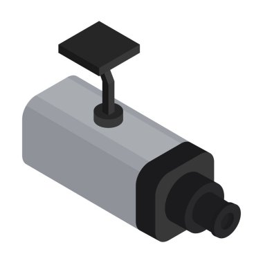 Güvenlik kamerası vektör simgesi. Isometric vektör simgesi beyaz arka plan güvenlik kamerasında izole edildi.