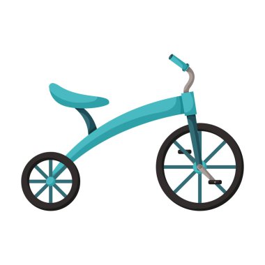 Çocuk bisikleti izole edilmiş çizgi film ikonu. Beyaz arka planda vektör illüstrasyonlu çocuklar bisikleti. Vektör çizgi film ikonu çocuk bisikleti.