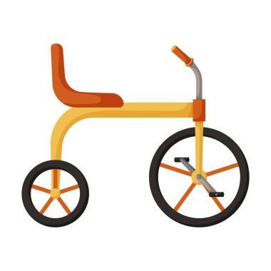 Çocuk bisikleti izole edilmiş çizgi film ikonu. Beyaz arka planda vektör illüstrasyonlu çocuklar bisikleti. Vektör çizgi film ikonu çocuk bisikleti.