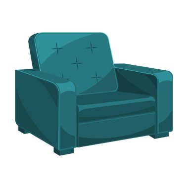 Ev koltuğu vektör karikatür simgesi. Beyaz arka planda vektör illüstrasyon koltuğu. İzole çizim çizgi film ikonu ev koltuğu.