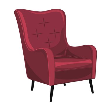 Ev koltuğu vektör karikatür simgesi. Beyaz arka planda vektör illüstrasyon koltuğu. İzole çizim çizgi film ikonu ev koltuğu.
