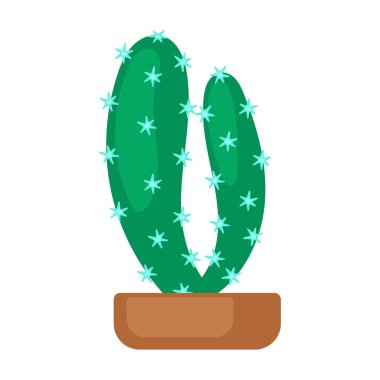 Ev bitkisi kaktüsü vektör karikatür ikonu. Beyaz arka planda vektör illüstrasyon kaktüsü. İzole çizgi film çizim ikonu ev bitkisi kaktüsü.