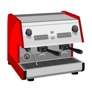 Kahve makinesi vektör karikatür ikonu. İzole çizim karikatürü ikonu üreticisi espresso. Beyaz arkaplanda vektör illüstrasyon kahve makinesi.