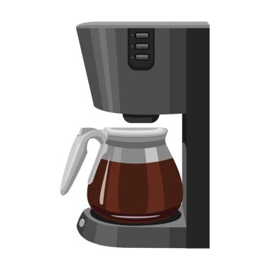 Kahve makinesi vektör karikatür ikonu. İzole çizim karikatürü ikonu üreticisi espresso. Beyaz arkaplanda vektör illüstrasyon kahve makinesi.