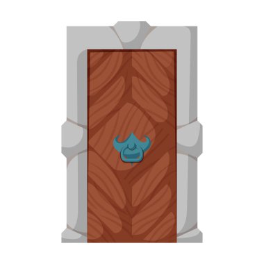 Ortaçağ kapı vektör karikatür simgesi. Beyaz arka planda vektör illüstrasyon kale kapıları. İzole çizgi film illüstrasyon simgesi ortaçağ kapısı.