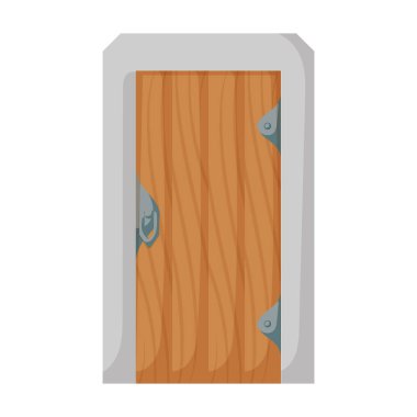 Ortaçağ kapı vektör karikatür simgesi. Beyaz arka planda vektör illüstrasyon kale kapıları. İzole çizgi film illüstrasyon simgesi ortaçağ kapısı.