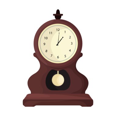 Antika saat karikatür simgesini izole etti. Beyaz arkaplanda vektör illüstrasyon eski saati. Vektör çizgi film illüstrasyon simgesi antika saat.