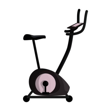 Bisiklet vektör karikatür simgesini çalıştır. İzole çizgi film illüstrasyon ikonu fitness bisikleti. Beyaz arkaplanda vektör illüstrasyon egzersiz bisikleti.