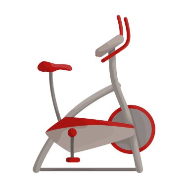 Bisiklet vektör karikatür simgesini çalıştır. İzole çizgi film illüstrasyon ikonu fitness bisikleti. Beyaz arkaplanda vektör illüstrasyon egzersiz bisikleti.