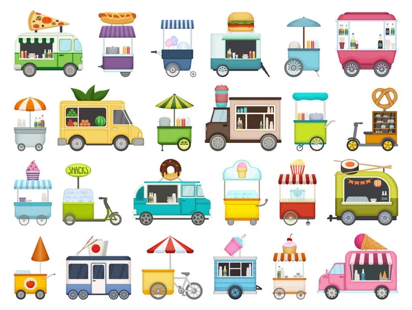 Food Trailer Vektor Cartoon Set Symbol. Isolierte Cartoon-Set-Ikone van restaurant.Vector Illustration Lebensmittel-Anhänger auf weißem Hintergrund. — Stockvektor