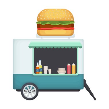 Food trailer vector icon.Cartoon vector icon isolated on white background food trailer. clipart