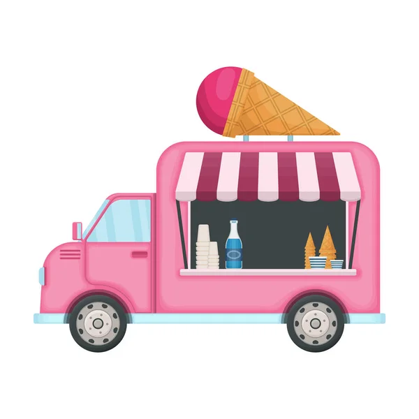 Ícone vetor caminhão de alimentos icon.Cartoon vetor isolado no caminhão de comida de fundo branco. — Vetor de Stock