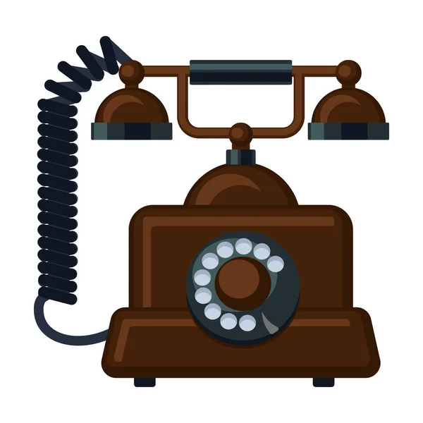 Ikona wektora retro telefonu.Ikona wektora kreskówek izolowane na białym tle telefonu retro. — Wektor stockowy