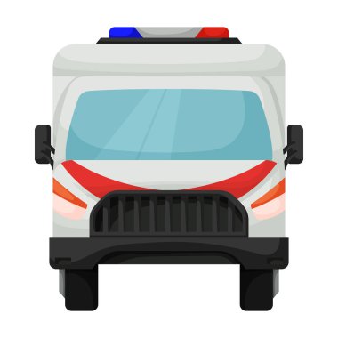 Ambulans araba vektör simgesi. Çizgi film vektör simgesi beyaz arka plan ambulans vagonunda izole edildi.