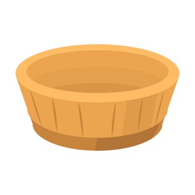 Tahta leğen vektör simgesi. Çizgi film vektör simgesi beyaz arka plan ahşap leğende izole edilmiş..