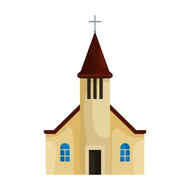 Kilise vektör simgesi. Beyaz arka plan kilisesinde karikatür vektör simgesi izole edildi.