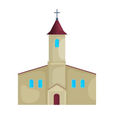 Kilise vektör simgesi. Beyaz arka plan kilisesinde karikatür vektör simgesi izole edildi.