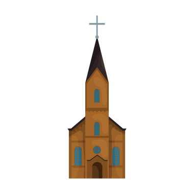 Kilise vektör simgesi. Beyaz arka plan kilisesinde karikatür vektör simgesi izole edildi.