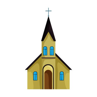 Kilise vektör simgesi. Beyaz arka plan kilisesinde karikatür vektör simgesi izole edildi.