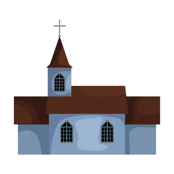 Kilise vektör simgesi. Beyaz arka plan kilisesinde karikatür vektör simgesi izole edildi.