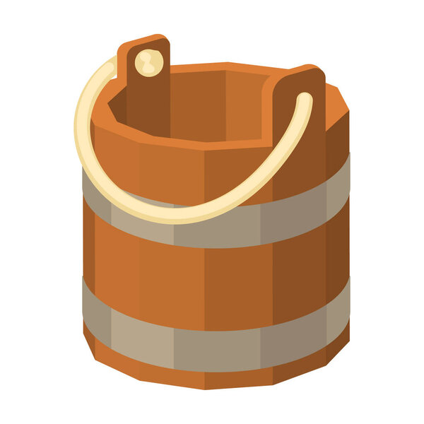 Wooden bucket vector icon.Cartoon vector icon isolated on white background wooden bucket.