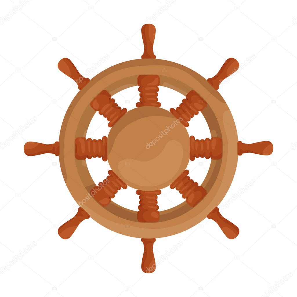 Ship wheel cartoon vector of icon.Cartoon vector icon helm of ship. Isolated illustration of wheel boat on white background.