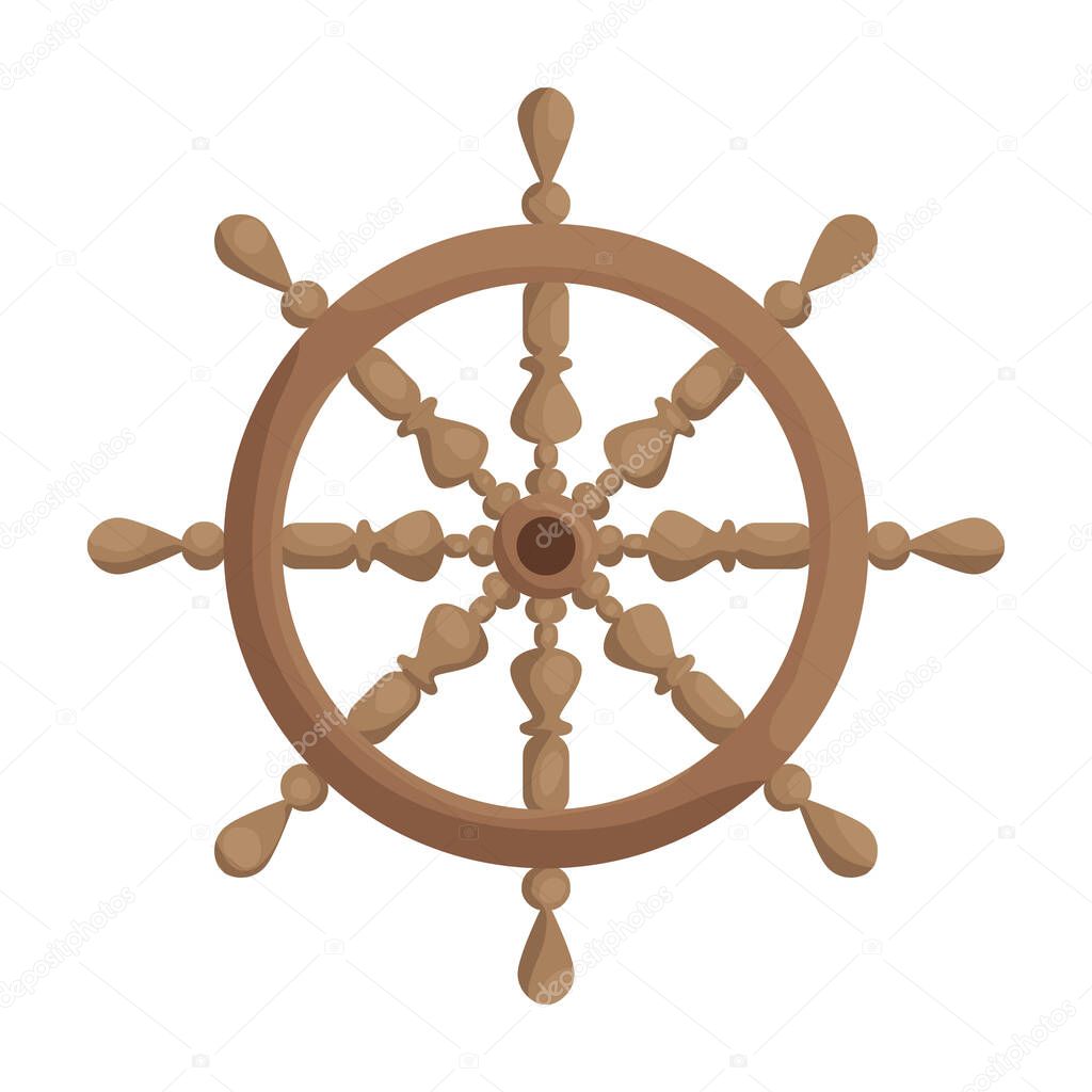 Ship wheel cartoon vector of icon.Cartoon vector icon helm of ship. Isolated illustration of wheel boat on white background.