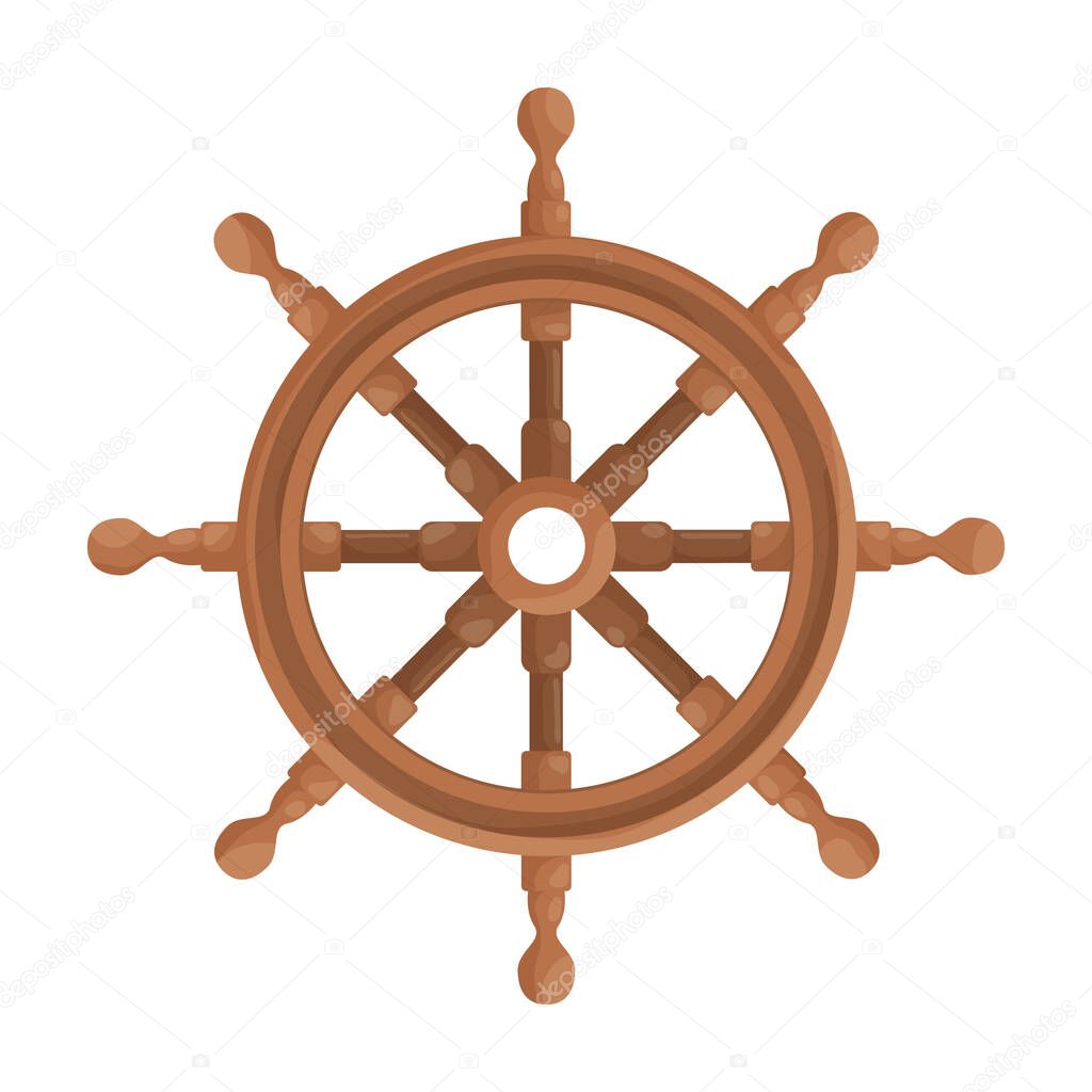 Ship wheel cartoon vector of icon.Cartoon vector icon helm of ship. Isolated illustration of wheel boat on white background.