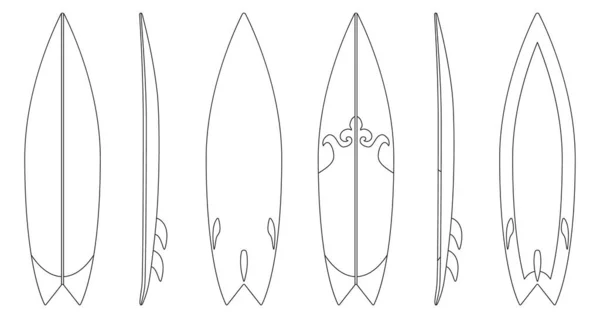 Conjunto de esquema de vector de tabla de surf icon.Vector ilustración tabla de surf para onda.Icono aislado hawaii de tabla de surf. — Vector de stock
