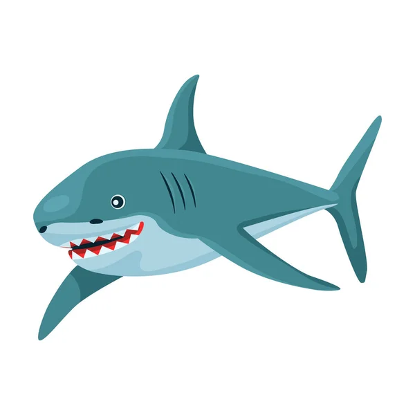 Icono de vector de dibujos animados de tiburón.Ilustración de vector de dibujos animados peces de mar. Ilustración aislada del icono de tiburón sobre fondo blanco. — Vector de stock