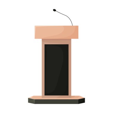 Tribunal podyum karikatür vektör ikonu. Çizgi film vektör illüstrasyon konferansı. Beyaz arkaplanda mahkeme podyumu simgesinin izole edilmiş bir illüstrasyonu.