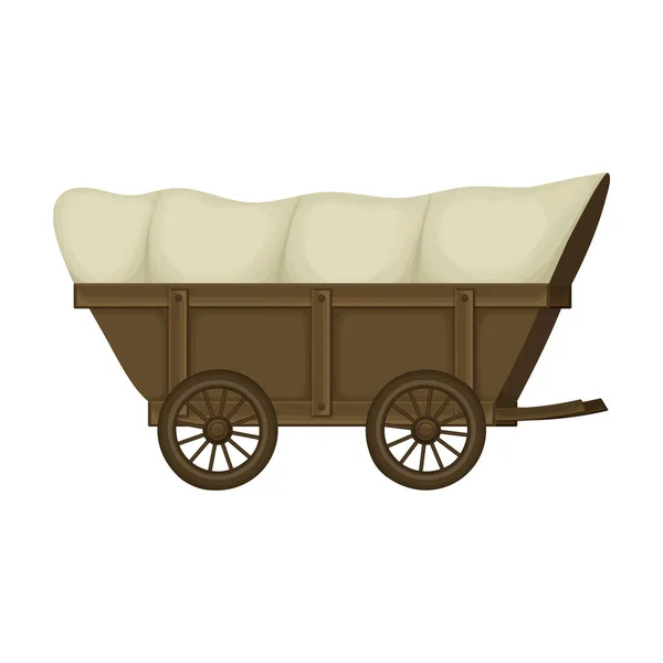 Wild West vagão desenho animado vetor icon.Cartoon vetor ilustração velha carruagem. Ilustração isolada do ícone do vagão oeste selvagem no fundo branco. — Vetor de Stock