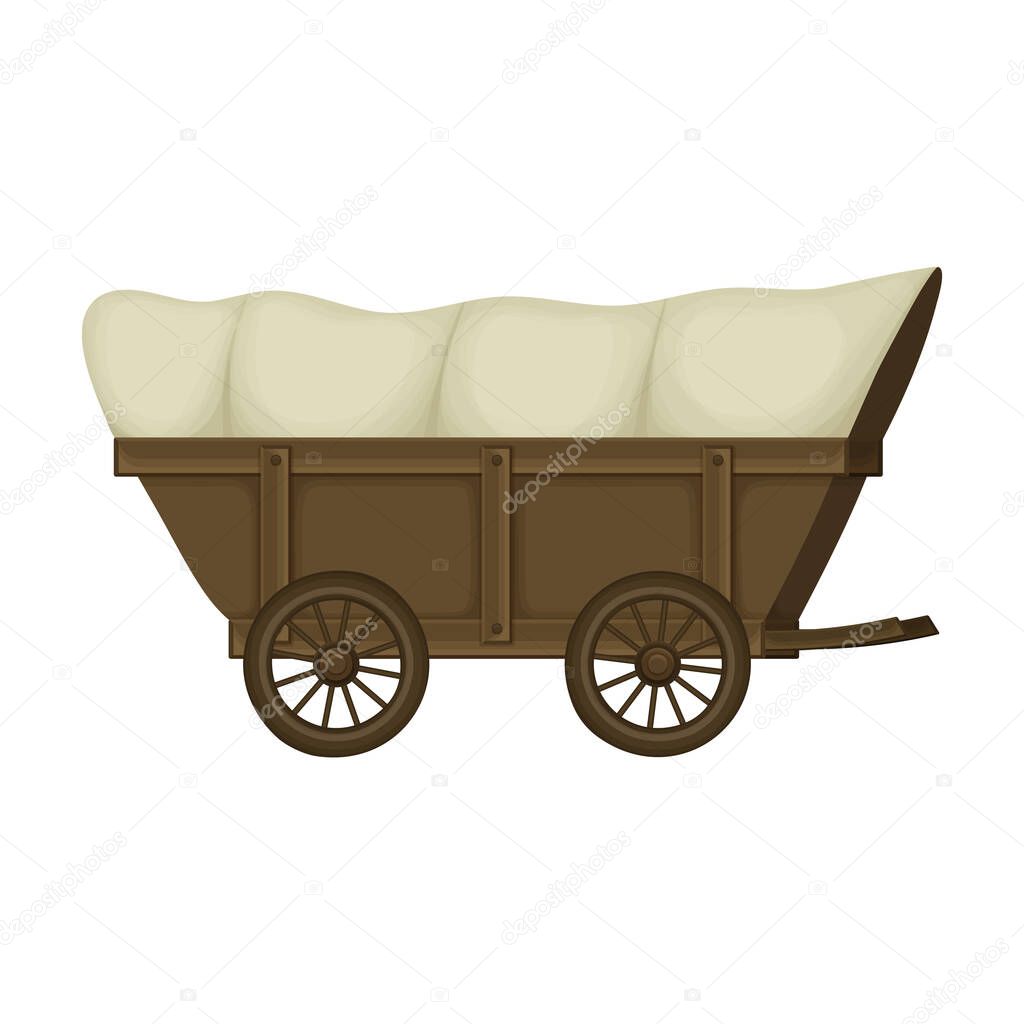 Wild west wagon cartoon vector icon.Cartoon vector illustration old carriage. Isolated illustration of wild west wagon icon on white background.