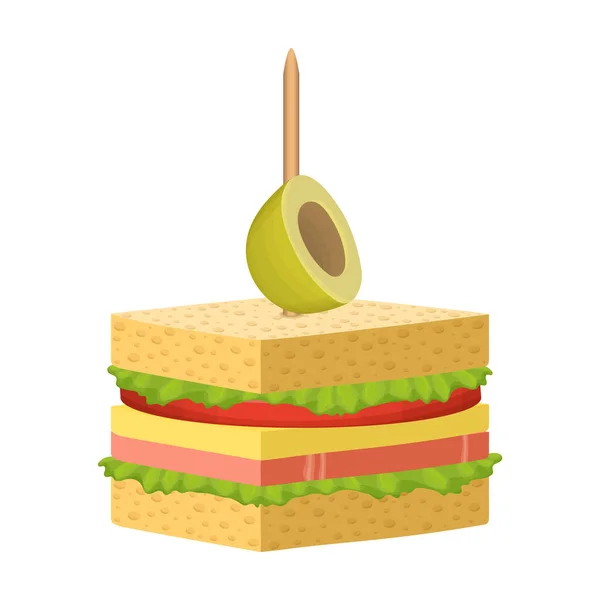 Canape und Lebensmittel Cartoon Vektor icon.Cartoon Vektor Illustration Lebensmittel und Vorspeise. Vereinzelte Illustration von Canape und Appetithappen-Symbol auf weißem Hintergrund. — Stockvektor