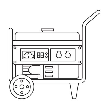 Jeneratör vektör simgesi. Taslak vektör simgesi beyaz arkaplan jeneratöründe izole edildi.