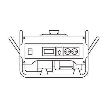Jeneratör vektör simgesi. Taslak vektör simgesi beyaz arkaplan jeneratöründe izole edildi.