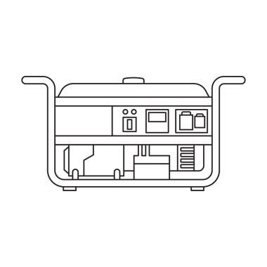 Jeneratör vektör simgesi. Taslak vektör simgesi beyaz arkaplan jeneratöründe izole edildi.