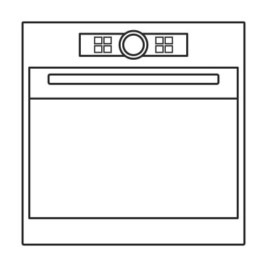 Fırın vektör simgesi. Beyaz arkaplan fırınında izole edilmiş taslak vektör simgesi.