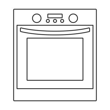 Fırın vektör simgesi. Beyaz arkaplan fırınında izole edilmiş taslak vektör simgesi.