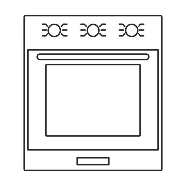 Fırın vektör simgesi. Beyaz arkaplan fırınında izole edilmiş taslak vektör simgesi.