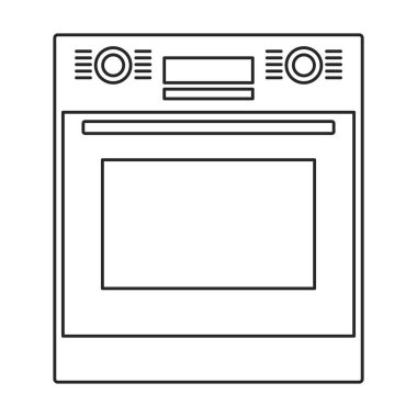 Fırın vektör simgesi. Beyaz arkaplan fırınında izole edilmiş taslak vektör simgesi.